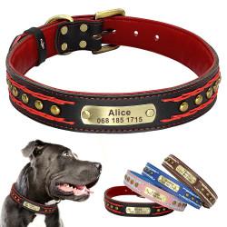 Custom Personalized Dog Collar Engraved Leather Pet Collars Dog Accesories Nameplate ID Tag Collar