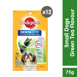 PEDIGREE Dentastix Dog Treats - Treats for Small Dogs in Green Tea Flavor (12-Pack), 75g.