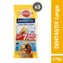 PEDIGREE Dentastix Dog Treats - Weekly Treats for Large Dogs (3-Pack), 270g. Treats for Adult Dogs