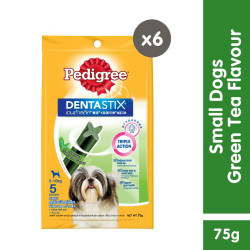 PEDIGREE Dentastix Dog Treats - Treats for Small Dogs in Green Tea Flavor (6-Pack), 75g.