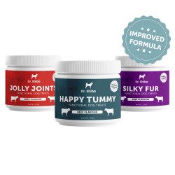 Dr Shiba Healthy Dog Treat Supplement Snacks for Pets: TRIPLE-CARE BUNDLE incl. HAPPY TUMMY, JOLL
